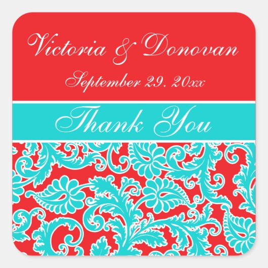 1.5" Blue Red White Damask Wedgefivor Sticker (Vorderseite)