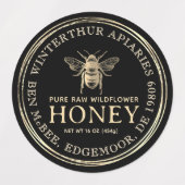 1,5" Gold Vintage Bienenwasserdichte Vinyl Honey L Etiketten (Design 1)
