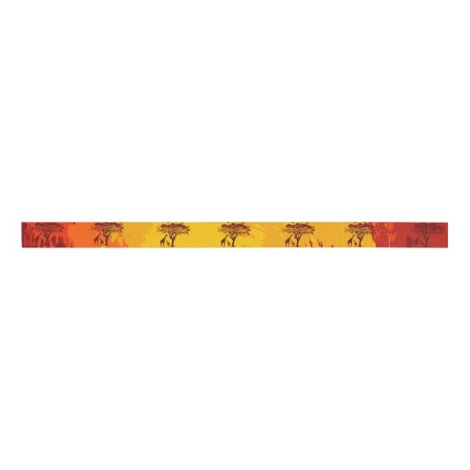 1.5" Grosgrain Ribbon African Safari Giraffe Sun Ripsband (Vorderseite)