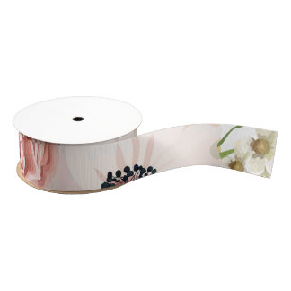 1,5" Grosgrain Ribbon Geometric Garden Rose Anemon Ripsband