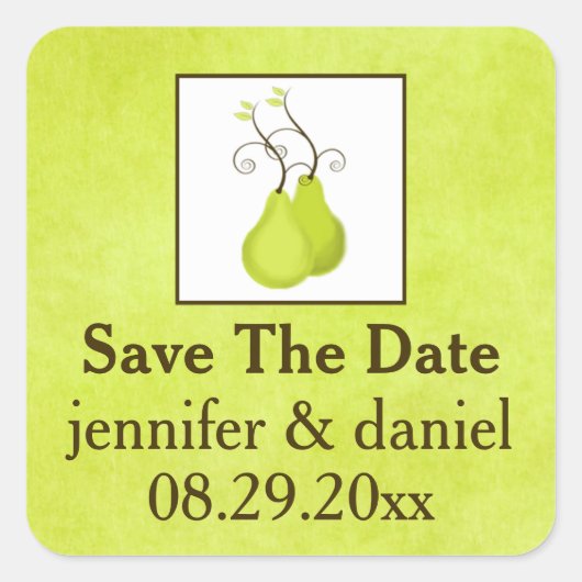 1,5" Hochzeitsticker | Perfektes Paar | Grün, Weiß Quadratischer Aufkleber (Vorderseite)