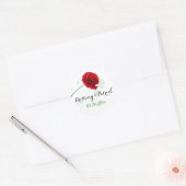 1,5" Hochzeitsticker | Roter Mohn | Schwarz, Grün Runder Aufkleber (Umschlag)