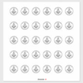 1,5" Masonic Square und Compass Stickers 30 Count Aufkleber (Blatt)