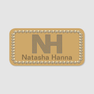 1,5" Natasha Hanna Gold-Bling-Namensschild Namensschild