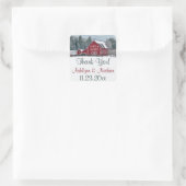 1.5" Roter Barn im Winter Hochzeit Gefallen Vielen Quadratischer Aufkleber (Tasche)