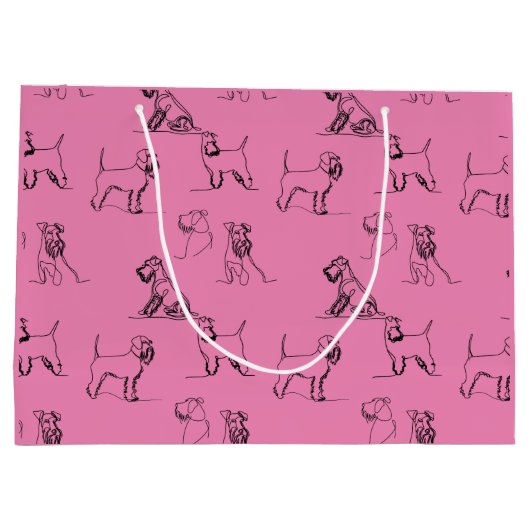 1-5 Schnauzer Line Art Pattern 001 Pink Große Geschenktüte (Rückseite)