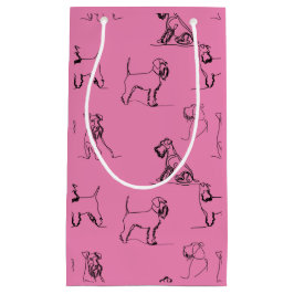 1-5 Schnauzer Line Art Pattern 001 Pink Kleine Geschenktüte