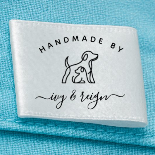 1.5" Script Handmade by Custom logo cut and sew Satinband