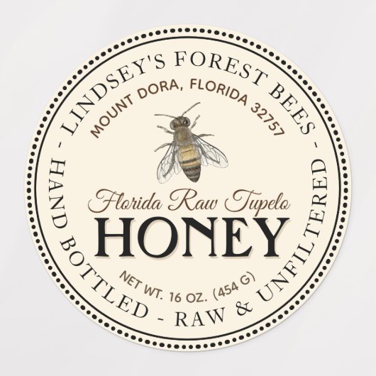 1,5" Vintages Bienenwasserdichtes Vinyl Honey Labe Etiketten (Design 1)