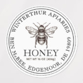 1,5" Vintages Bienenwasserdichtes Vinyl Honey Labe Etiketten (Design 1)