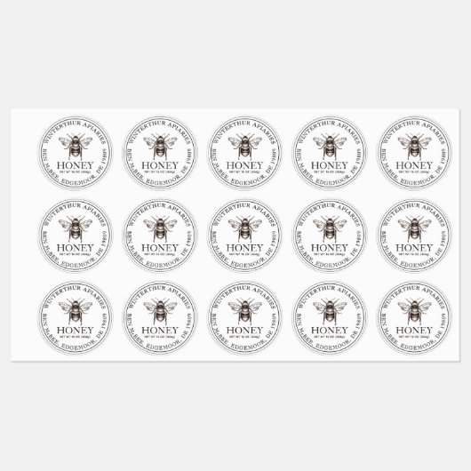 1,5" Vintages Bienenwasserdichtes Vinyl Honey Labe Etiketten (Blatt)