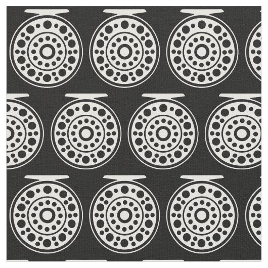 1.5" Weißer Fischfang Angeln Kunst in Schwarz Stoff (Nahaufnahme)