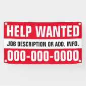 1.6' X 3' Hilfe Gewollt Banner (Horizontal)