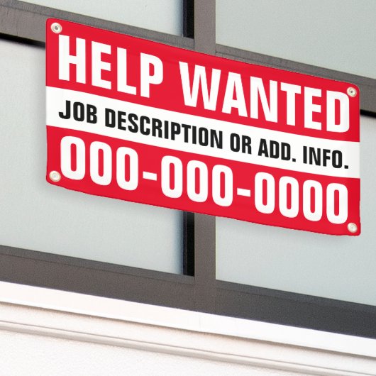 1.6' X 3' Hilfe Gewollt Banner (Äußeres Gebäude)