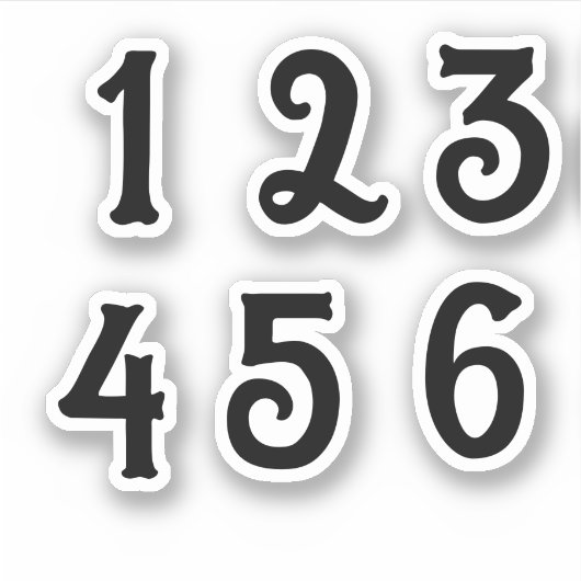 1-6 Zahlen Aufkleber (Vorderseite)