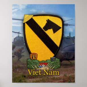 1. 7. Cavalry Air Cav Vietnam Nam War Patch Poster