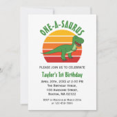 1-A-Saurus-Dinosaurier-Geschlecht Neutral 1. Gebur Einladung (Vorderseite)