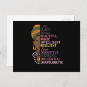 1 afrikanische Frauen Geschenk Ich bin eine schwar Ankündigungspostkarte (Vorne/Hinten)