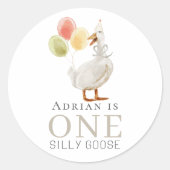 1. Alberne Gänsebeige 1. Geburtstag Runder Aufkleber (Vorderseite)