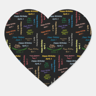 1. April Herz-Aufkleber