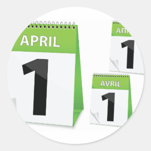 1. April Kalender-Aufkleber Runder Aufkleber