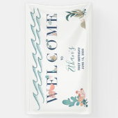 1. Baby Boy Niedlich Watercolor Blue Ocean Willkom Banner (Vertikal)