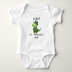 1. Baby Boy St. Patrick's Day Dinosaur Baby Strampler