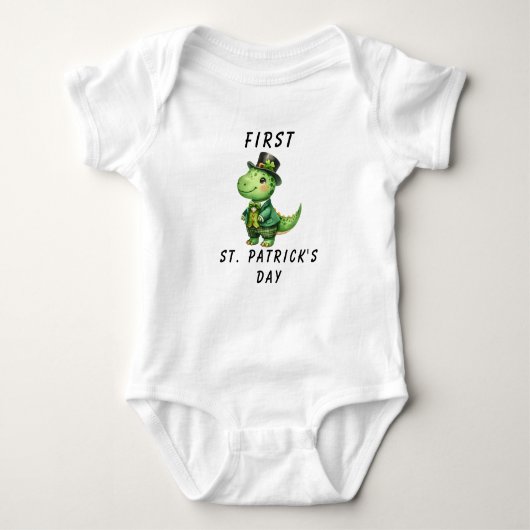 1. Baby Boy St. Patrick's Day Dinosaur Baby Strampler (Vorderseite)