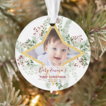 1. Baby Chrismas Gold und Rot Ornament