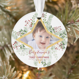 1. Baby Chrismas Gold und Rot Ornament