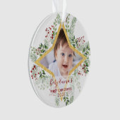 1. Baby Chrismas Gold und Rot Ornament (Vorderseite)