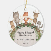 1. Baby Erste Weihnachtswaldtiere Keramik Ornament (Links)