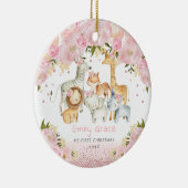 1. Baby First Christmas Blush Rose Gold Safari Keramik Ornament (Rechts)