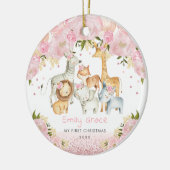 1. Baby First Christmas Blush Rose Gold Safari Keramik Ornament (Links)