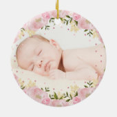 1. Baby First Christmas Blush Rose Gold Safari Keramik Ornament (Hinten)
