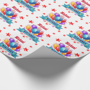 1. BABY Geburtstags-festliche bunte Ballone V10IZ Geschenkpapier