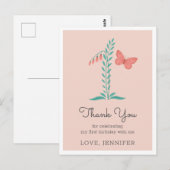 1. Baby Girl Pink Butterfly Floral Vielen Dank Postkarte (Vorne/Hinten)