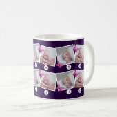 1 Baby-Jahres-FotoCollage Rosa Schmetterlinge Lila Kaffeetasse (VorderseiteRechts)
