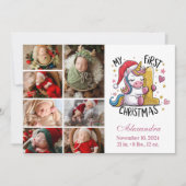 1. Baby Weihnachten 7 Foto Rosa Gold Einhorn (Vorderseite)