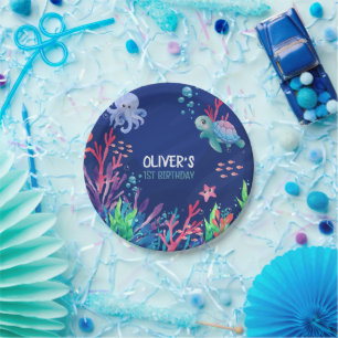 1. Baby zum Geburtstag unter dem Meer Pappteller