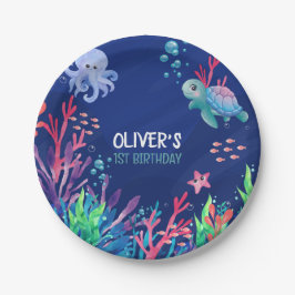 1. Baby zum Geburtstag unter dem Meer Pappteller