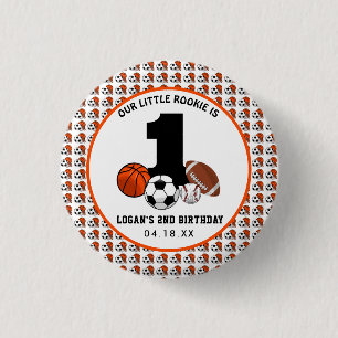 1 Ball Sports Theme Boy's 1. Geburtstag Button