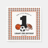 1 Ball Sports Theme Boy's 1. Geburtstag Serviette (Vorderseite)