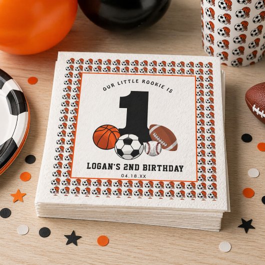 1 Ball Sports Theme Boy's 1. Geburtstag Serviette