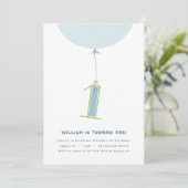 #1 Balloon Erster Geburtstag Einladung (Stehend Vorderseite)