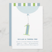 #1 Balloon Erster Geburtstag Einladung (Vorne/Hinten)