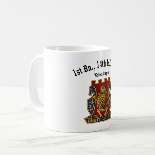 1. Bataillon, 14. "goldene Drache-" - Schale Inf Kaffeetasse (Vorderseite Links)