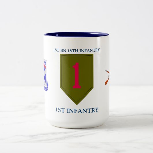 1. BATAILLON-18. INFANTERIE-1. INFANTERIE-TASSE ZWEIFARBIGE TASSE (Mittel)
