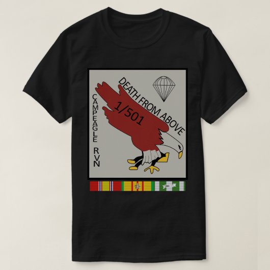 1. Bataillon 501. Parachute Infanterie-Regiment Ca T-Shirt (Design vorne)