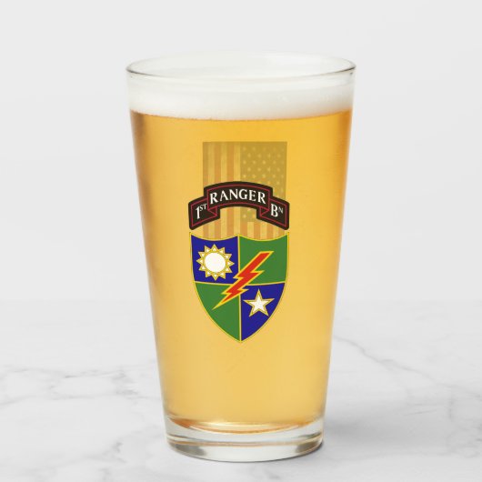 1. Bataillon - 75. Ranger Regiment - US-Flagge - Glas (Vorne (Gefüllt))